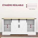 Buffet meuble de rangement avec 2 portes coulissantes étagères réglables 150l x 40P x 72H cm en bois blanc chêne