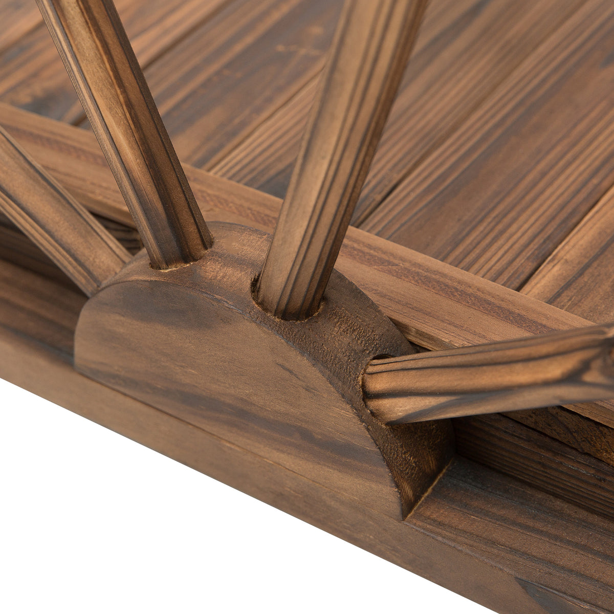 Pont de jardin en bois, avec balustrade à demi-roues charge max. 150 KG, 100 x 50 x 37 cm, marron