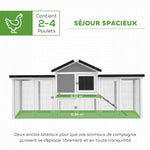 Poulailler clapier modèle chalet multi-équipé : rampes, nichoirs, plateau, en bois massif 204 x 85 x 93 cm gris