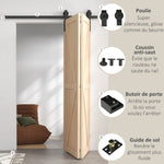 152,5 CM Quincaillerie de porte coulissante pliante kit de rails de porte de grange coulissante en acier pour 2 portes