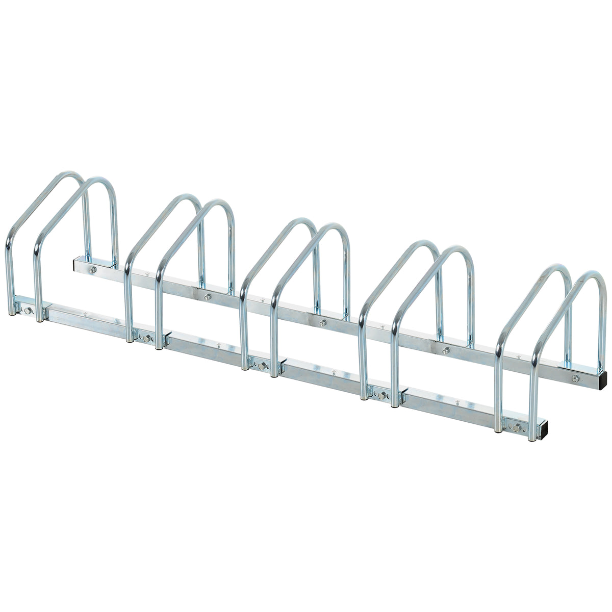 Portabicicletas para 5 bicicletas, soporte de almacenamiento para neumáticos de 65 mm, de suelo o pared, para bicicletas de montaña, bicicletas infantiles y BMX, 145 x 33 x 27 cm, acero plateado