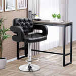 Tabouret de bar pivotant chaise de bar réglable en hauteur avec dossier repose-pieds et accoudoirs 61x50x93-113cm noir
