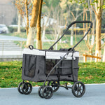 Cochecito plegable para mascotas perro gato capazo extraíble correas 4 ruedas 81 x 58 x 97,5 cm gris