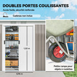 Abri de jardin 3,6 m² remise à outils avec kit de fondation en acier galvanisé 280 x 130 x 172 cm, gris clair