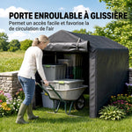 Abri de jardin 2 x 1,6 x 1,65 m abri vélo extérieur cadre en métal galvanisé, imperméable résistant aux UV, gris foncé