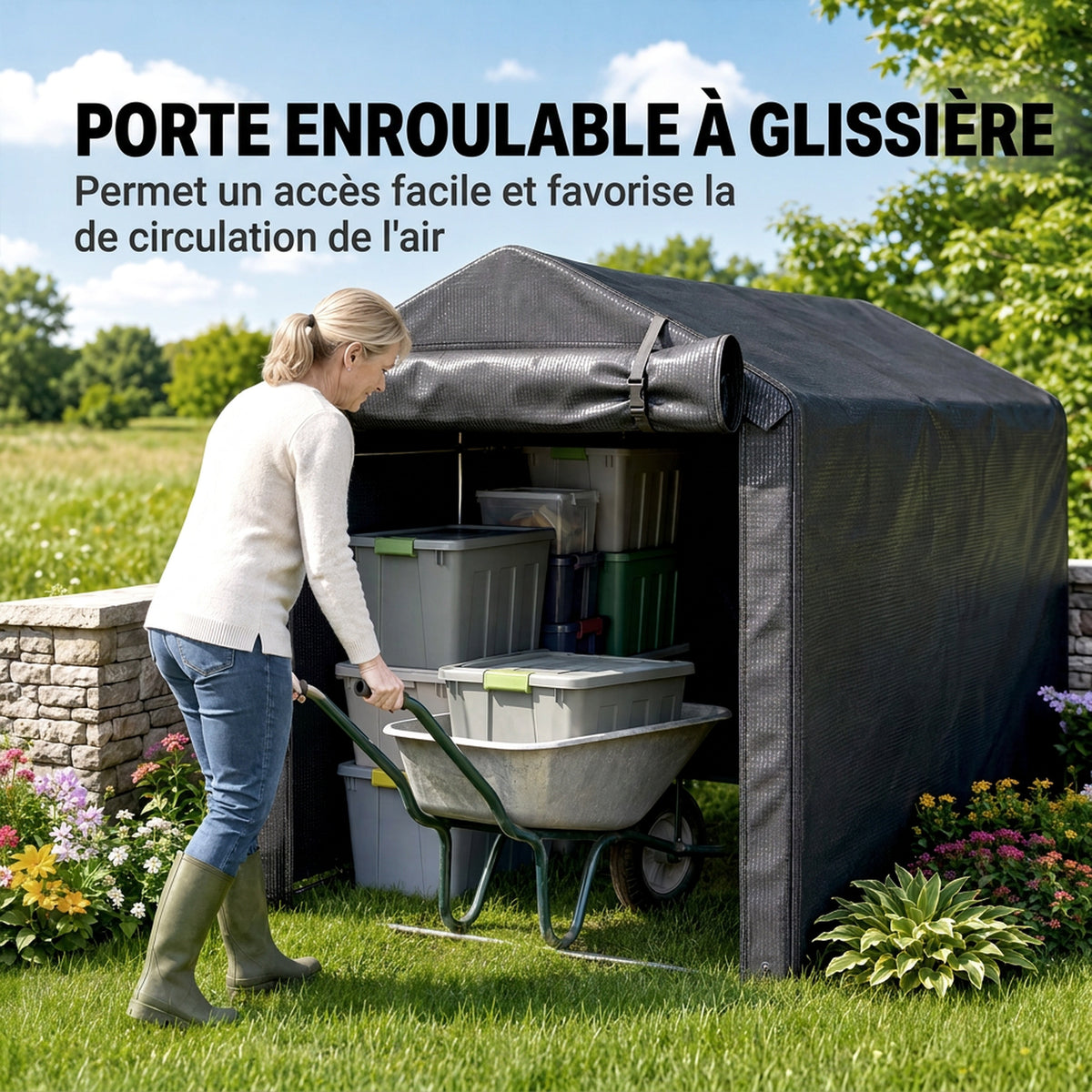Abri de jardin 2 x 1,6 x 1,65 m abri vélo extérieur cadre en métal galvanisé, imperméable résistant aux UV, gris foncé