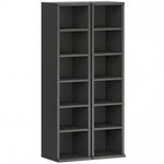 Lot de 2 étagères colonnes armoire de rangement CD-DVD 12 compartiments 21 x 22,5 x 88,5 cm capacité 204 CD noir