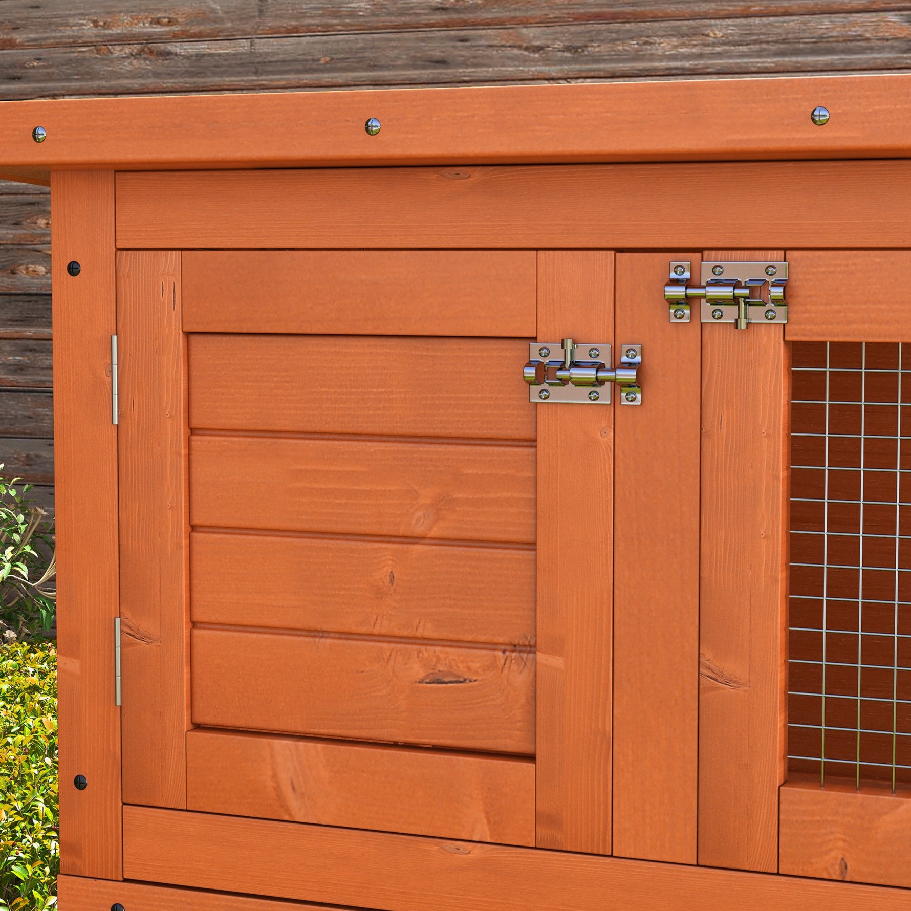 Clapier à lapin cage à lapin double niveau plateaux coulissants 4 portes verrouillables toit ouvrant 90L x 45l x 90H cm
