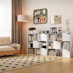 Bibliothèque étagère de rangement 9 cubes avec 3 portes et 6 compartiments ouverts, 106 x 24 x 95 cm, blanc
