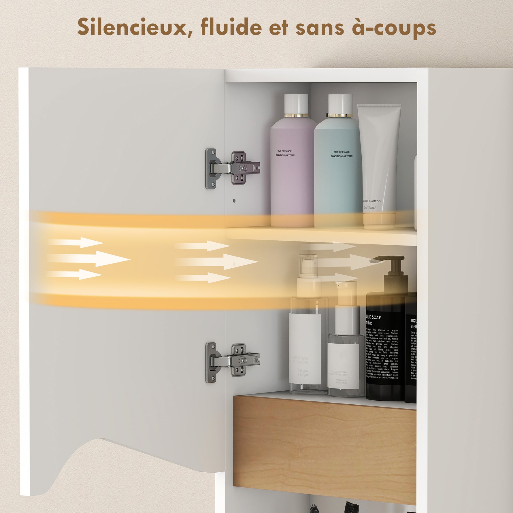 Armoire murale de salle de bain avec porte à fermeture douce, étagère réglable et compartiment ouvert, 30x17x67cm, blanc