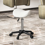 Sgabello con ruote, sedia da lavoro con altezza regolabile 45-57 cm e sedile ergonomico, 48x47x45-57 cm, bianco