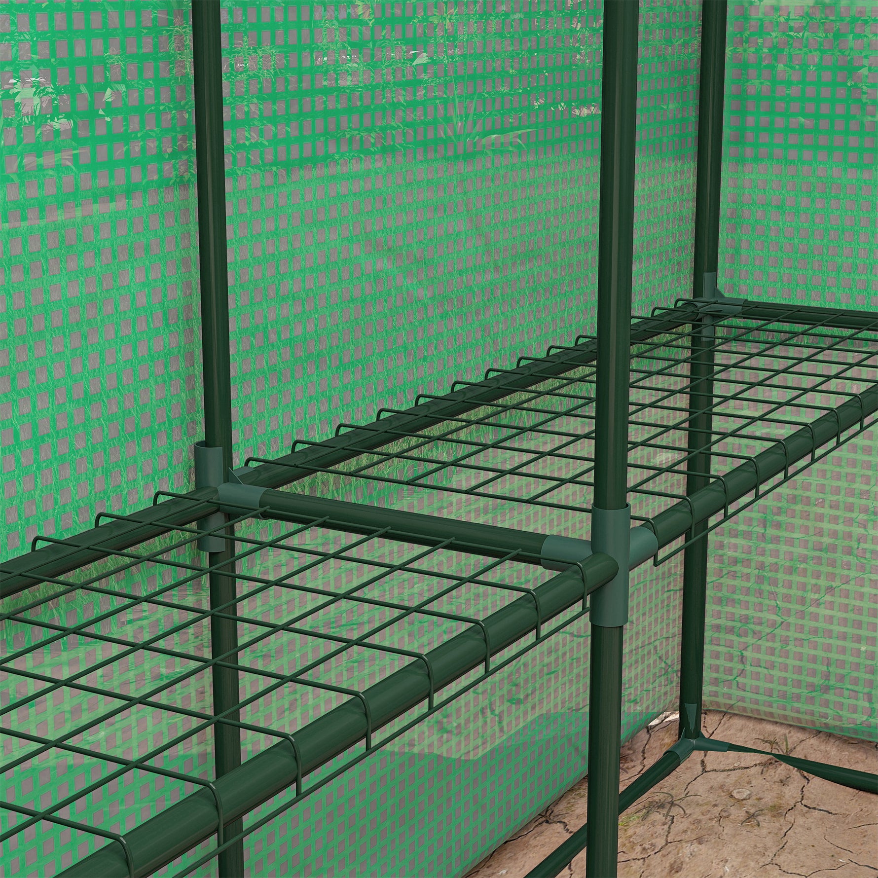 Serre de jardin serre d'hivernage avec étagères 3 niveaux porte enroulable tube en acier 244 x 180 x 210 cm vert