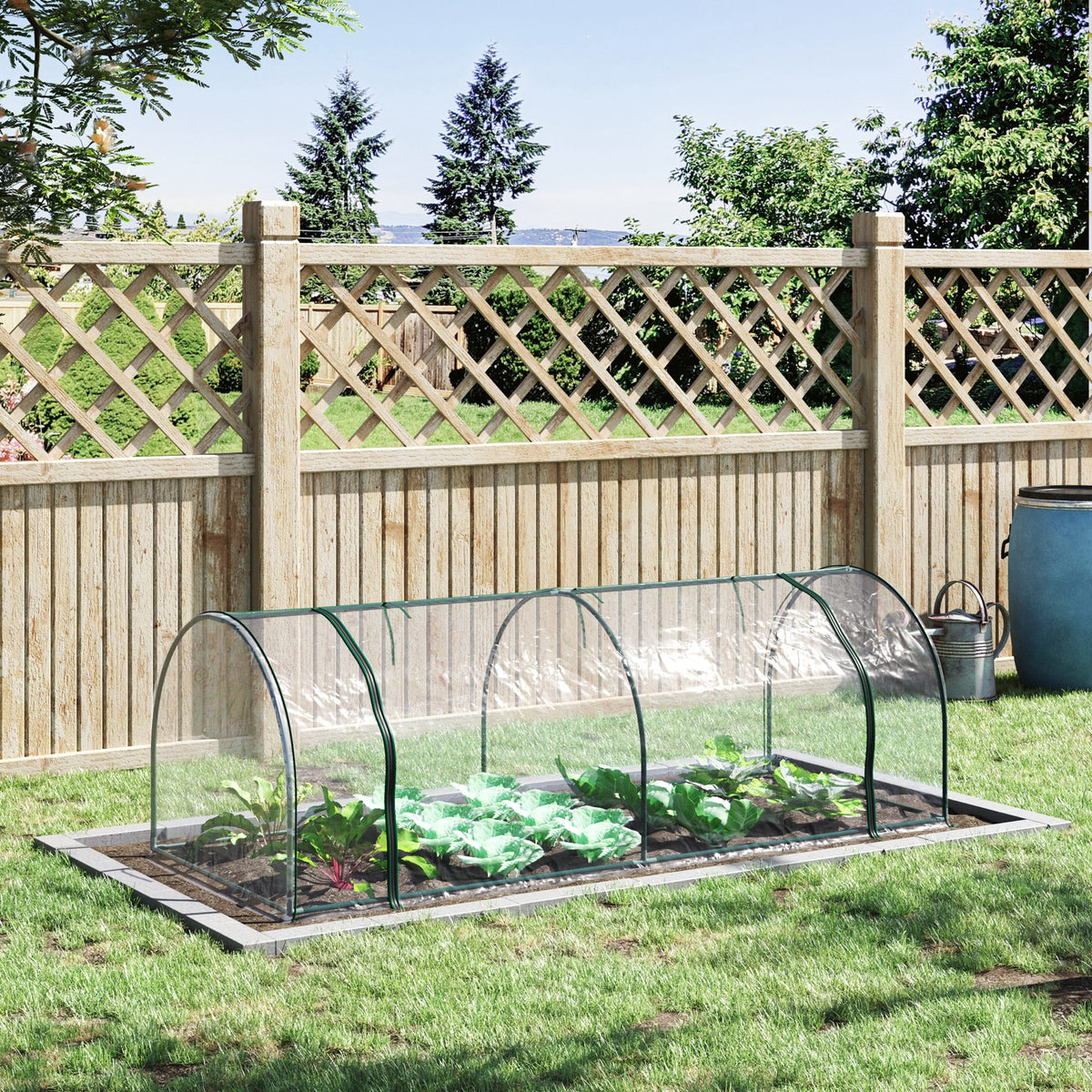 Serre de Jardin Tunnel mini serre tunnel serre à tomates 2,5L x 1l x 0,8H m Grande Porte zippée bâche Plastique Transparent métal époxy Vert