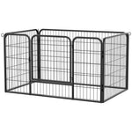 Luxe parc enclos modulable acier 4 panneaux et 1 porte pour chiens, lapins, rongeurs, petits animaux, intérieur et extérieur 125L x 70H cm noir