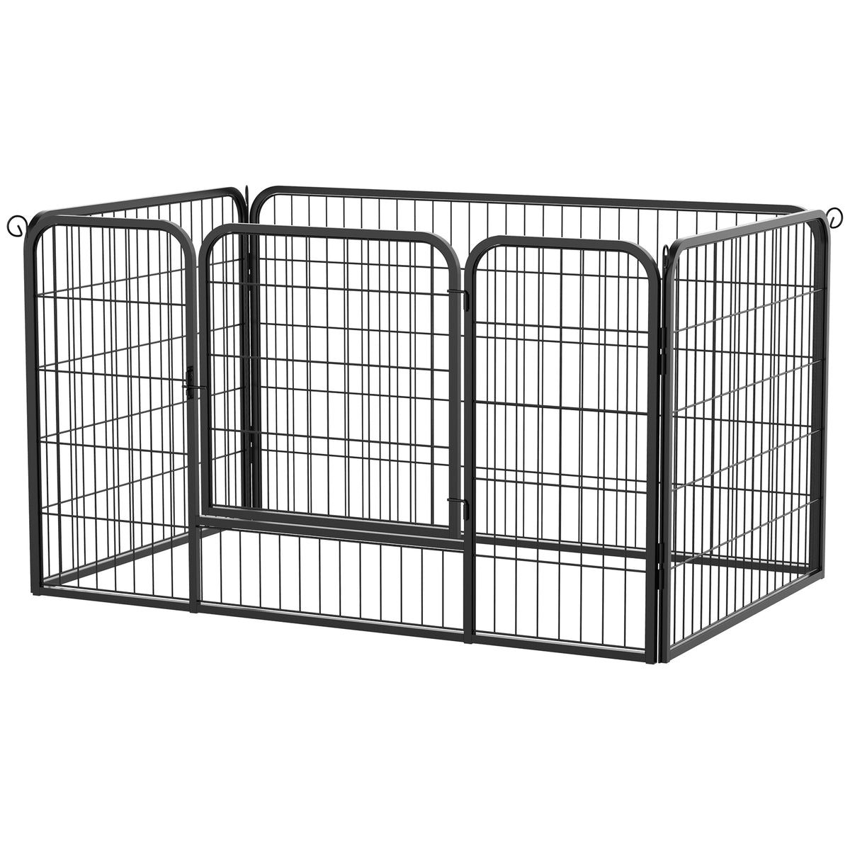Luxe parc enclos modulable acier 4 panneaux et 1 porte pour chiens, lapins, rongeurs, petits animaux, intérieur et extérieur 125L x 70H cm noir