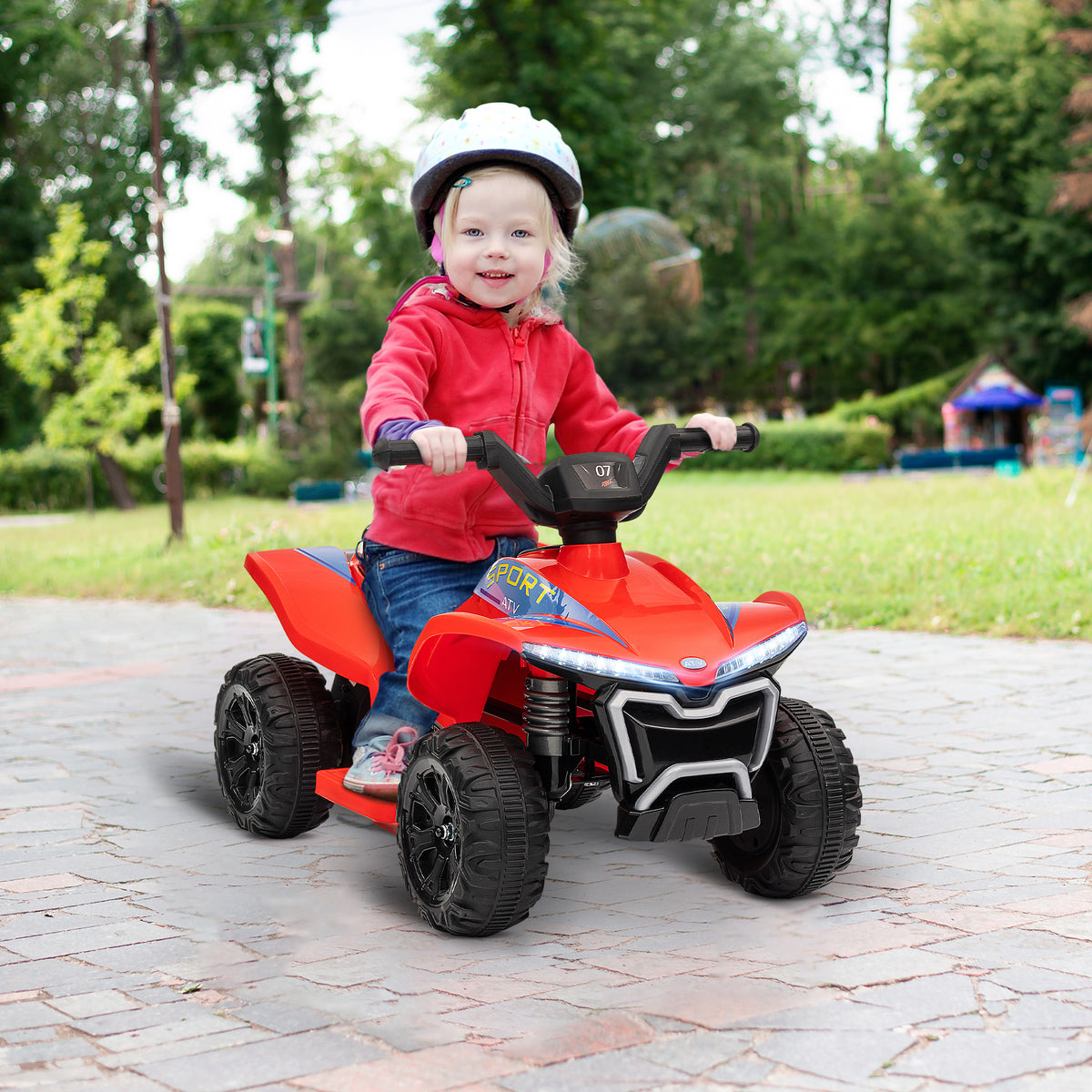 Elektrisches Kinder-Quad 6V Elektroauto für Kinder, Geschwindigkeit 2,5 km/h, für Kinder von 18-36 Monaten, 71 x 40,5 x 45 cm, Rot