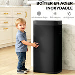 Poubelle de Cuisine Automatique 50L, Poubelle à Capteur de Mouvement, Fonctionne sur Piles, 26,5x35,5x68cm, Noir