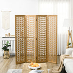Paravent en bois ajouré séparateur de pièce closion intérieur pliable 4 panneaux en bois 160 x 170 cm naturel