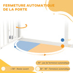 Barrière de sécurité animaux chien porte fermeture automatique sans perçage de 74 à 80 cm acier noir