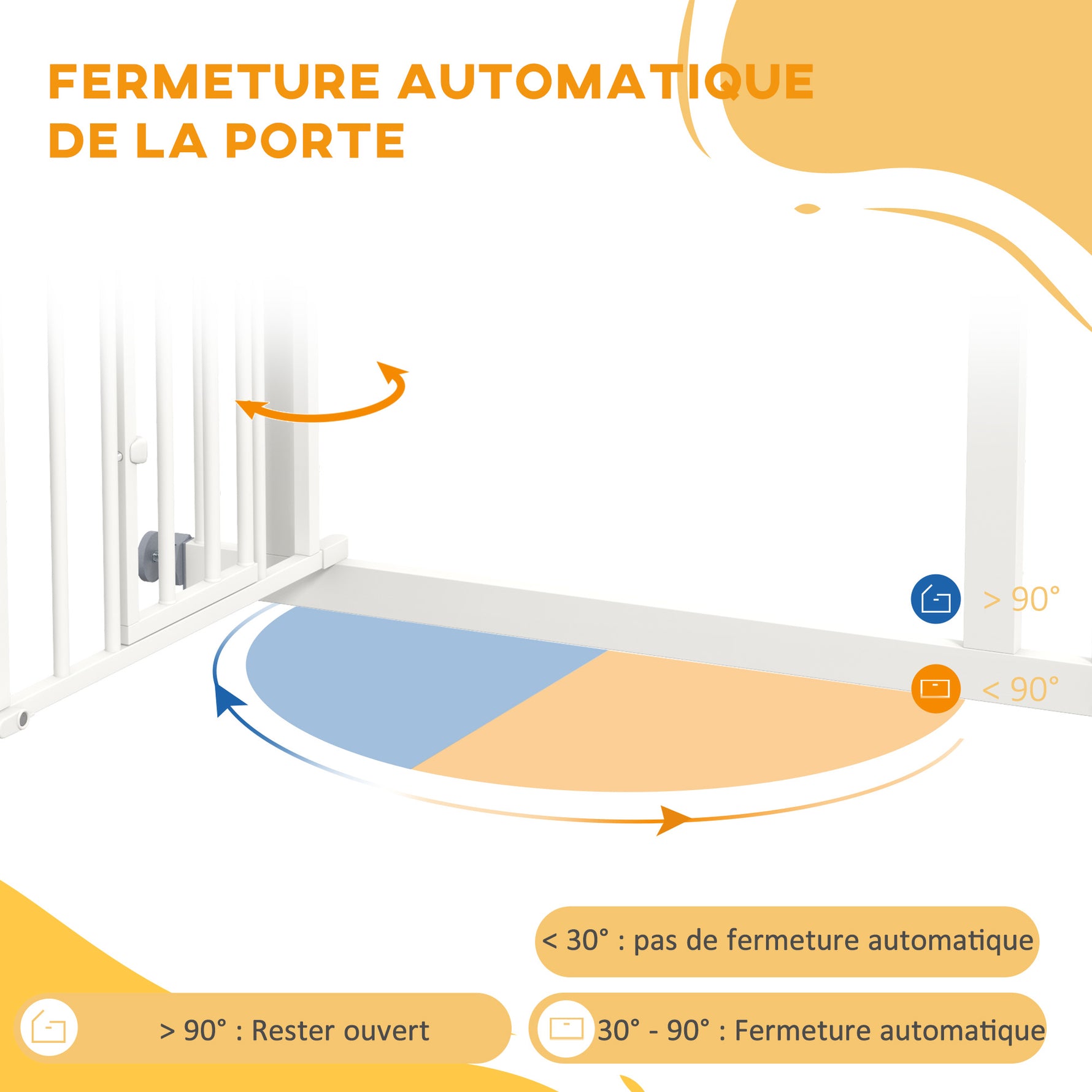 Barrière de sécurité animaux chien porte fermeture automatique sans perçage de 74 à 80 cm acier noir
