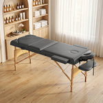 Table de massage pliante, lit de massage 3 zones portable 185 x 60 cm, hauteur et dossier réglables, appui-tête, gris