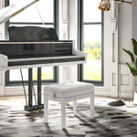 Banc de piano, banc de clavier réglable en hauteur en bois massif, compartiment de rangement, 55 x 33 x 48-58 cm blanc