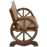 Banc de Jardin 3 Places Style Rustique Chic accoudoirs Roues de Charette Bois Sapin traité carbonisation