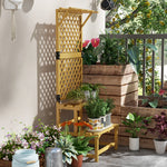 Support plantes intérieur porte plante intérieure à deux niveaux avec treillis 60 x 50 x 166 cm en bois massif jaune