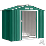 Abri de Jardin 2,42 m² - Remise pour Outils avec kit de fondation - cabanon Porte verrouillable - dim. 213L x 130l x 185H cm - tôle d'acier Vert