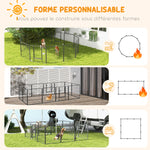 Parc enclos modulable acier époxy porte verrouillable pour chiens petits animaux intérieur et extérieur 80 x 80 cm gris