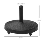Base para sombrilla con peso neto de 22,7 kg en resina con 4 ruedas - dim. Φ52 x 41H cm - Negro