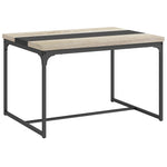 Table de salle à manger pour 6 personnes, style industriel en métal noir et bois, dim. 120L x 89l x 75,5H cm