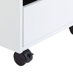 Caisson bureau mobile avec 3 tiroirs, meuble rangement bureau sur roulettes pour documents et imprimante, caisson de rangement compact pour travail ou chambre, 40x50x57,5cm, blanc