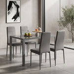 Set tavolo da pranzo con 4 sedie, tavolo da cucina con sedie in similpelle, 120 x 70 x 75 cm, grigio