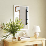 Miroir mural rectangulaire 60 x 40 cm, cadre en bois blanc, idéal pour la salle de bain, salon ou chambre