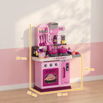 Cuisine enfant accessoires 33 PCS jouet d'imitation pour enfant dinette enfant 3-6 ans lumières et sons réalistes rose