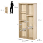 Meuble de rangement Bibliothèque étagère 7 cubes pour intérieur, salon, chambre - 50l x 24P x 106H cm, bois naturel