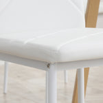 Lot de 4 chaises de salle à manger avec dossier haut, revêtement synthétique et pieds en acier, blanc