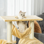 Krabpaal krabmeubel stabiele klimboom met meerdere niveaus activiteitencentrum hoogte 98 cm beige