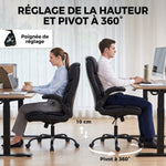 Sedia da ufficio ergonomica con braccioli sollevabili, poltrona da ufficio in PU, altezza regolabile, funzione basculante, nero