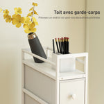 Ladekast met 4 opvouwbare stoffen lades, smalle opbergkast, moderne stijl, stalen frame, 20 x 43 x 81,5 cm, wit