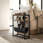 Tavolino da divano con ripiano e portariviste struttura in acciaio design industriale - 43L x 18P x 56A cm