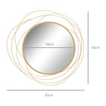 Miroir rond en métal filaire doré, décoration style moderne, diamètre Φ65 cm