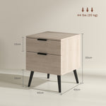 Lot de 2 tables de chevet table de nuit style nordique moderne avec tiroir à deux niveaux 40 x 40 x 50 cm chêne