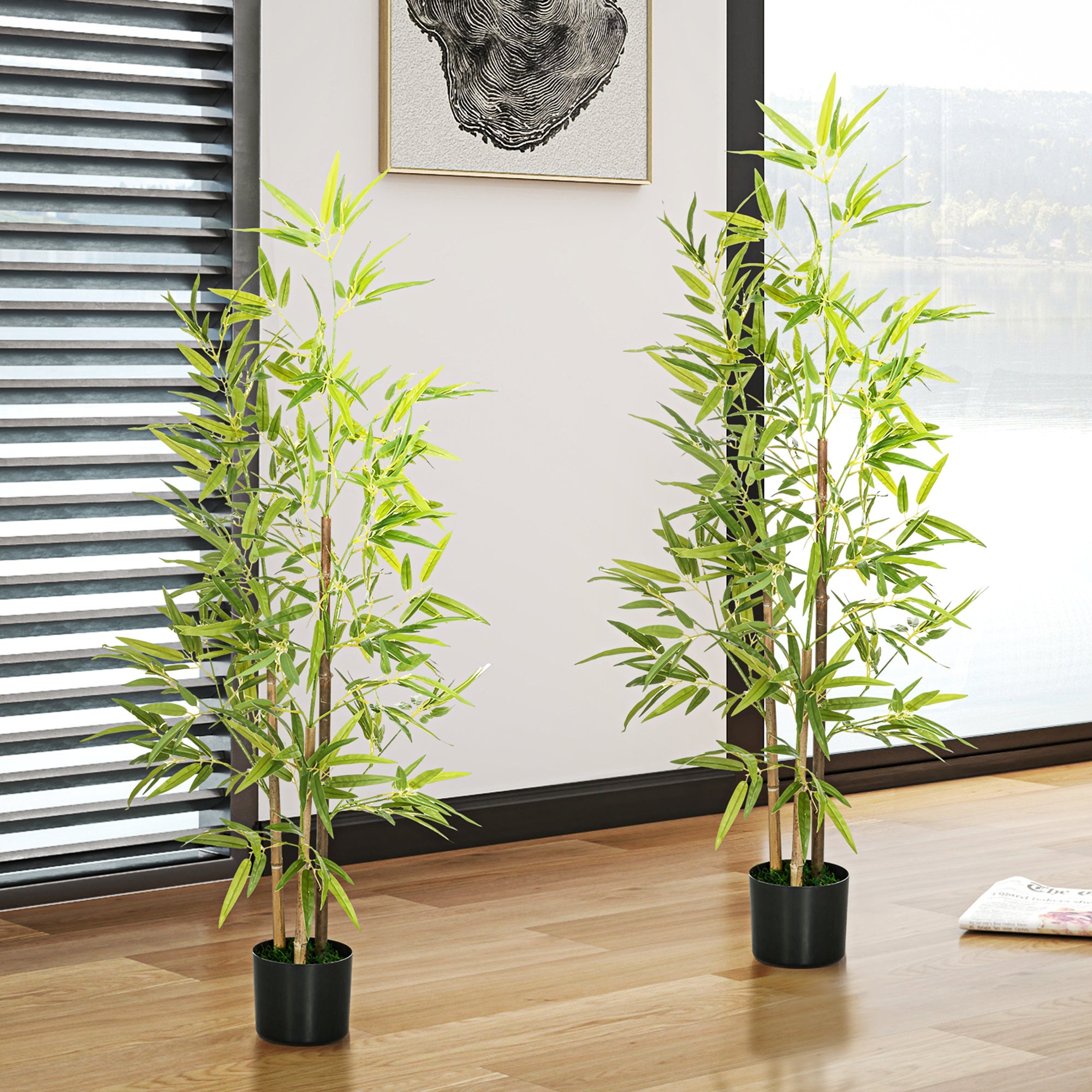Plante artificielle Bambou arbre artificiel hauteur 120 cm avec pot, décoration interieur, très réaliste
