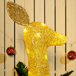3 cerfs lumineux Noël, en forme de famille de cerfs, rennes lumineux Noël, en acier, 283 LED blanc chaud, or