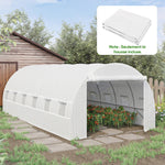 Bâche de Rechange Serre Tunnel 18 m², bâche 6L x 3l x 2H m PE Anti-UV imperméable 12 fenêtres + Porte Enroulable zippée