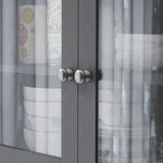Armoire de cuisine buffet cuisine 5 portes dont 2 portes vitrées et 1 tiroir, 1 niche centrale - hauteur 180 cm gris