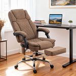 Vibrating and Heated Massage Office Chair, Ergonomic Printed Velvet Desk Chair, Reclining Backrest, Brown