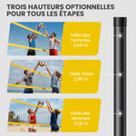 Ensemble de Volley-Ball et Badminton, Poteaux en Acier Hauteur Réglable, Sac de transport, pour Pelouse Plage Jardin